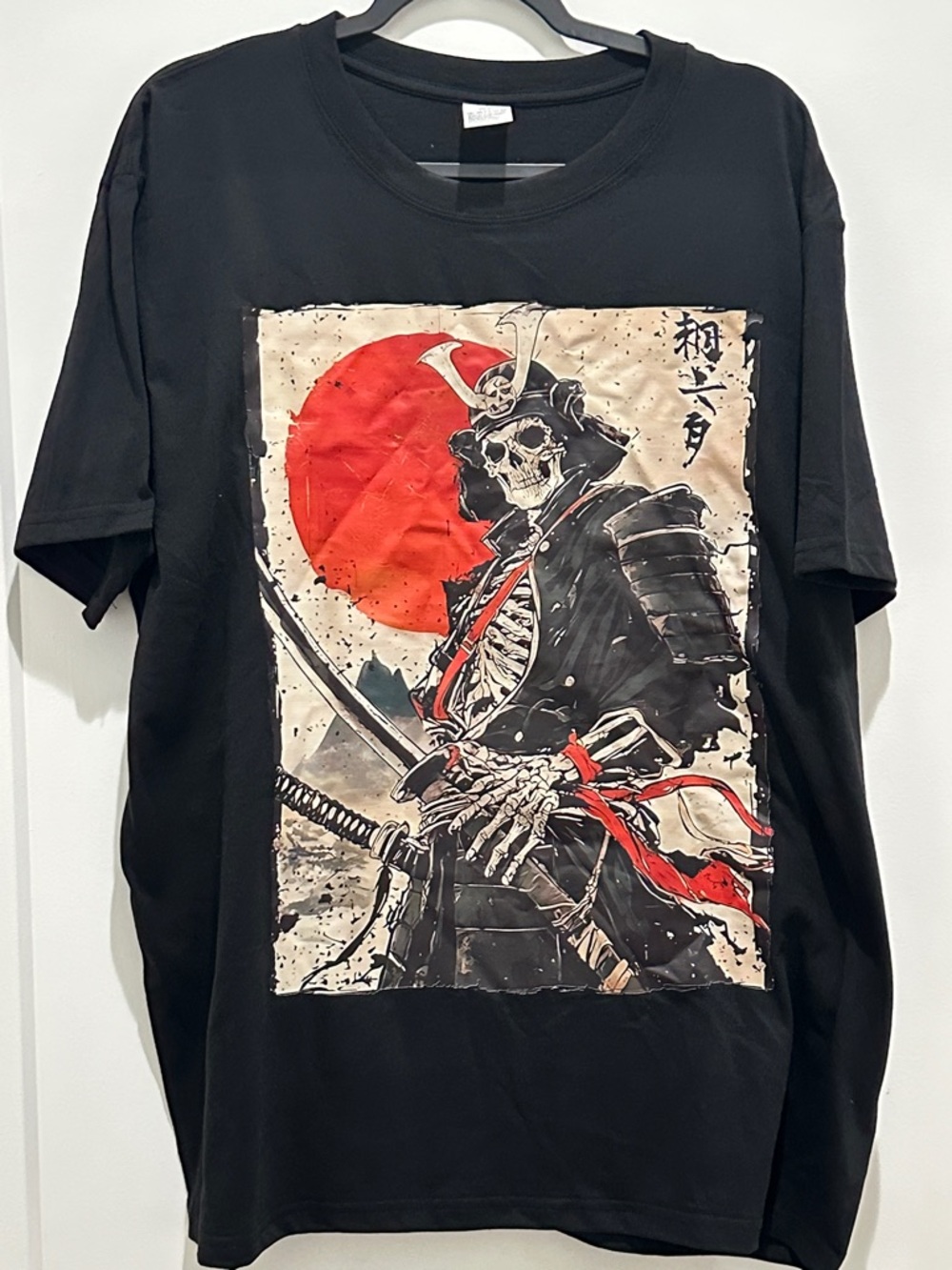 Black Graphic Samurai Skeleton Short-Sleeve Tee